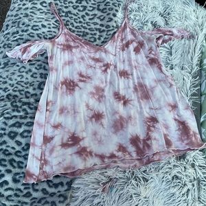 tie die off the shoulder tank